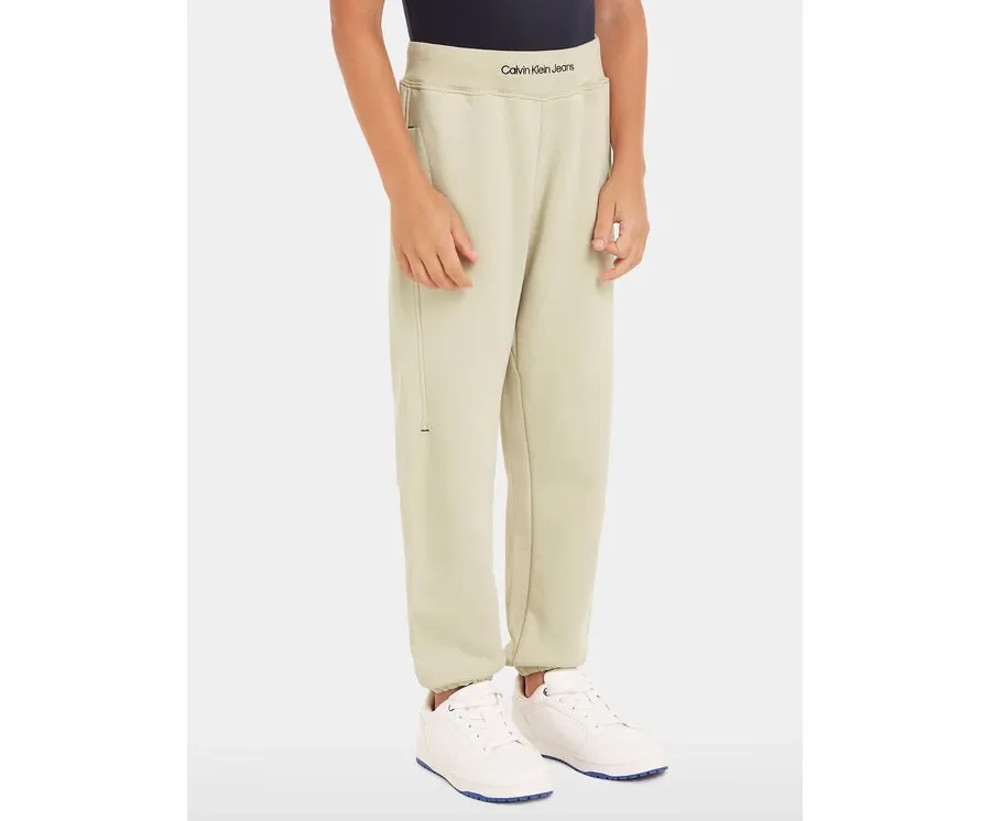 obrazek 1 Calvin Klein Jeans Spodnie dresowe Intrasia Logo IB0IB02081 Beżowy Regular Fit