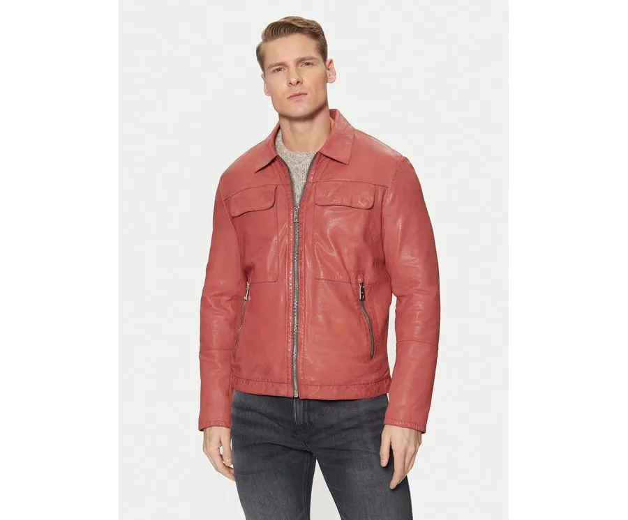 obrazek 1 Milestone Kurtka skórzana Boston 511099 60605 Czerwony Regular Fit