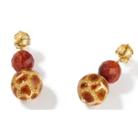 Zdjęcie Kolczyki 18 KT pozłacane srebro Żółte cyrkonie Szkliwo Kwarc cytrynowy i kamienie agatu ognistego