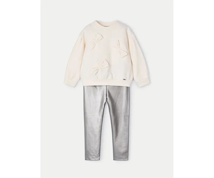 obrazek 1 Mayoral Komplet bluza i legginsy 4707 Beżowy Regular Fit
