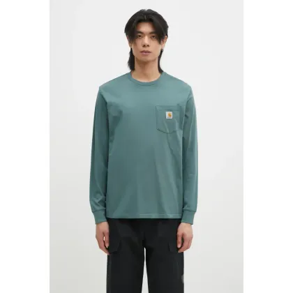 Zdjęcie Carhartt WIP longsleeve bawełniany Longsleeve Pocket kolor zielony z aplikacją I030437.2M2XX