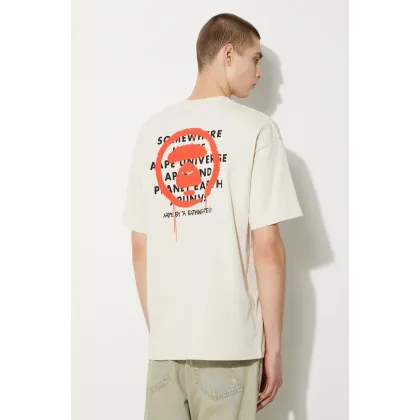 Zdjęcie AAPE t-shirt bawełniany Basic Tee męski kolor beżowy z nadrukiem AAPTEM1453XXM