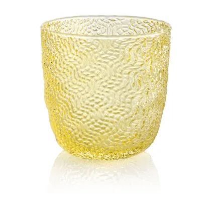 Zdjęcie Stylowy delikatnie zdobiony zestaw 6 żółtych szklanek do wody Tricot – IVV
