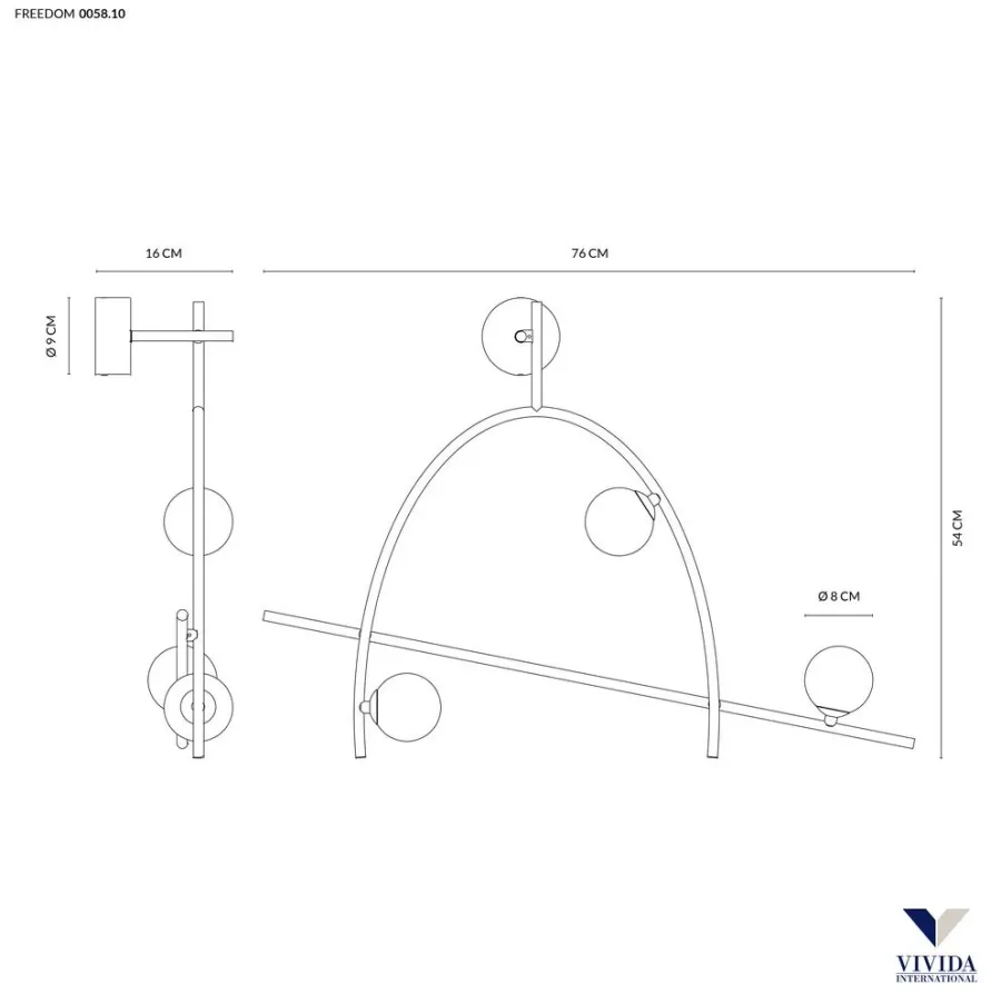 obrazek 3 Unikalna stalowa lampa ścienna Freedom LED 3x6W ,720LM, 3000K