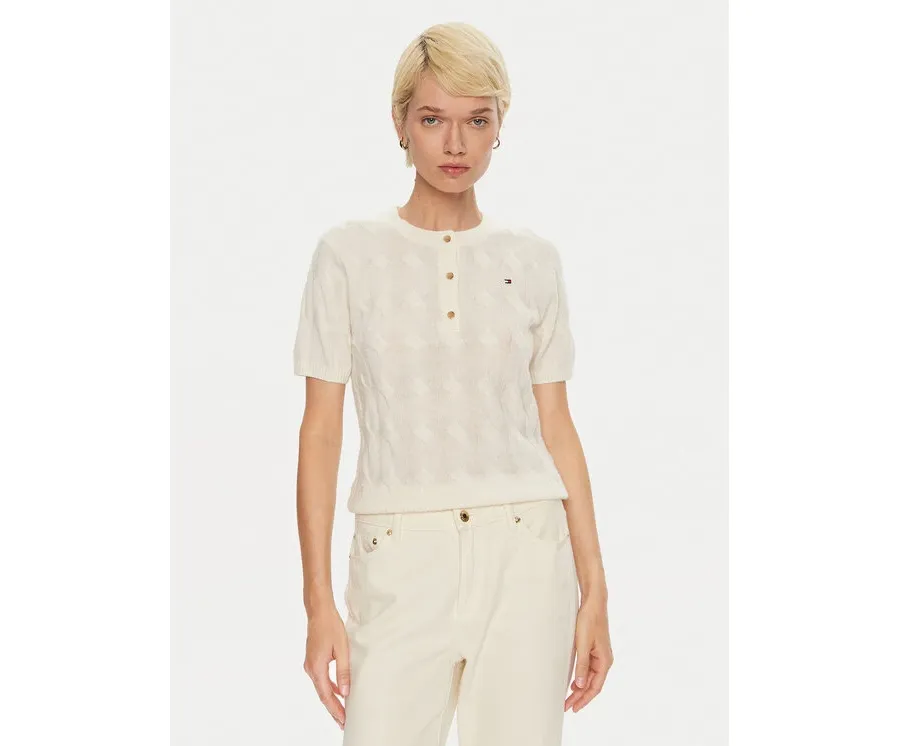 obrazek 1 Tommy Hilfiger Sweter WW0WW43504 Écru Regular Fit