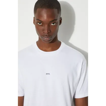 Zdjęcie A.P.C. t-shirt bawełniany t-shirt boxy micro logo GOTS męski kolor biały gładki COHBW.H26386