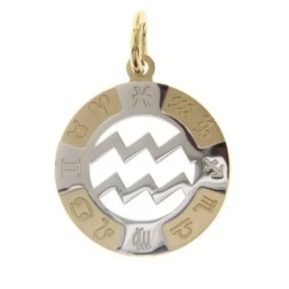 Zdjęcie Zawieszka znak zodiaku Wodnika z żółtego i białego złota