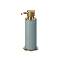 Picture Stylish gold-plated dispenser Ø7xH19 cm with light blue leather body