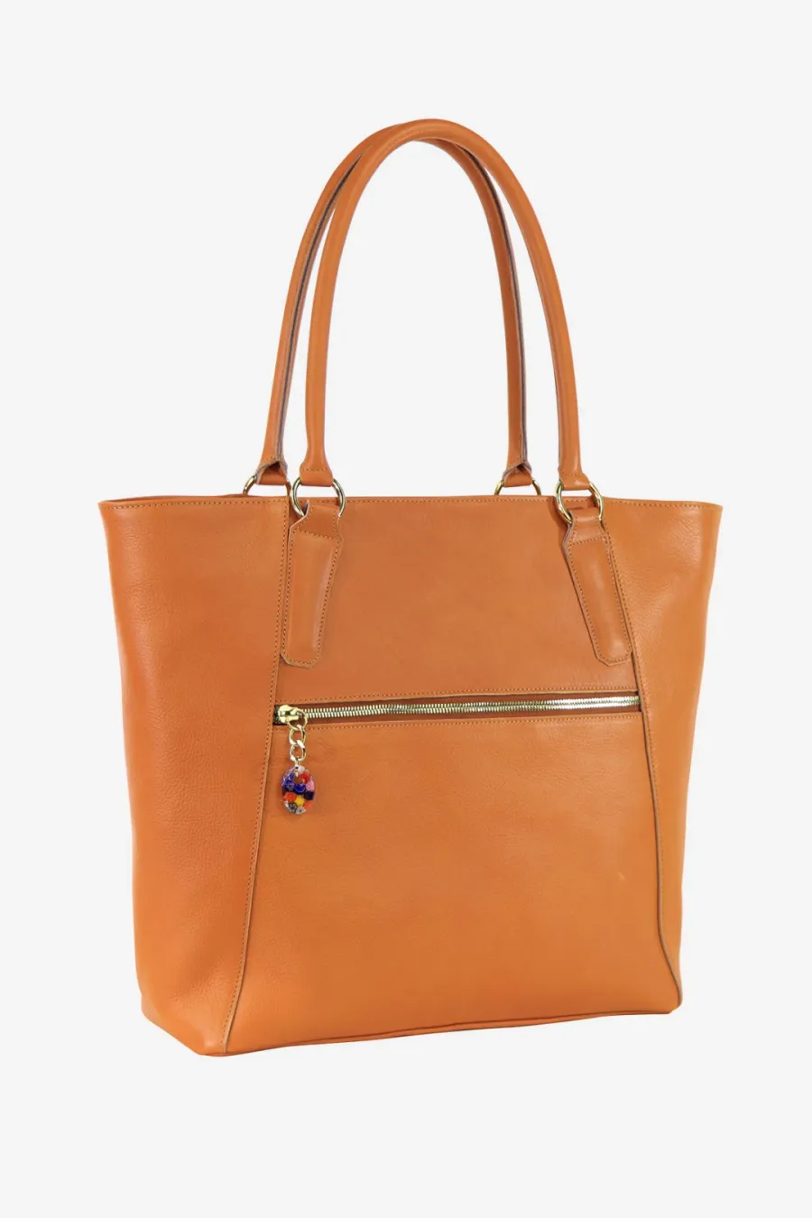 obrazek 1 Pomarańczowa torba shopper wykonana z włoskiej skóry - Terrida