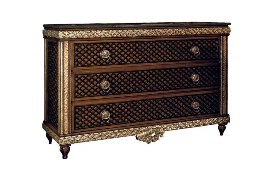 obrazek 1 Antyczne złoto, orzech, marmur - elegancka komoda SISSI - Collecion Alexandra