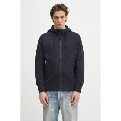 Zdjęcie C.P. Company bluza bawełniana męska kolor granatowy z kapturem gładka 18CMSS028A005086W