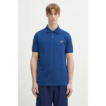 Zdjęcie Fred Perry polo bawełniane męski kolor niebieski gładki M6000.Y47