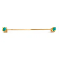 Picture Beautiful stylish 24K gold towel holder with amber glass and green agate medallion - Il Paralume Marina