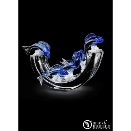 Zdjęcie Elegancka rzeźba szklanych rybek Murano