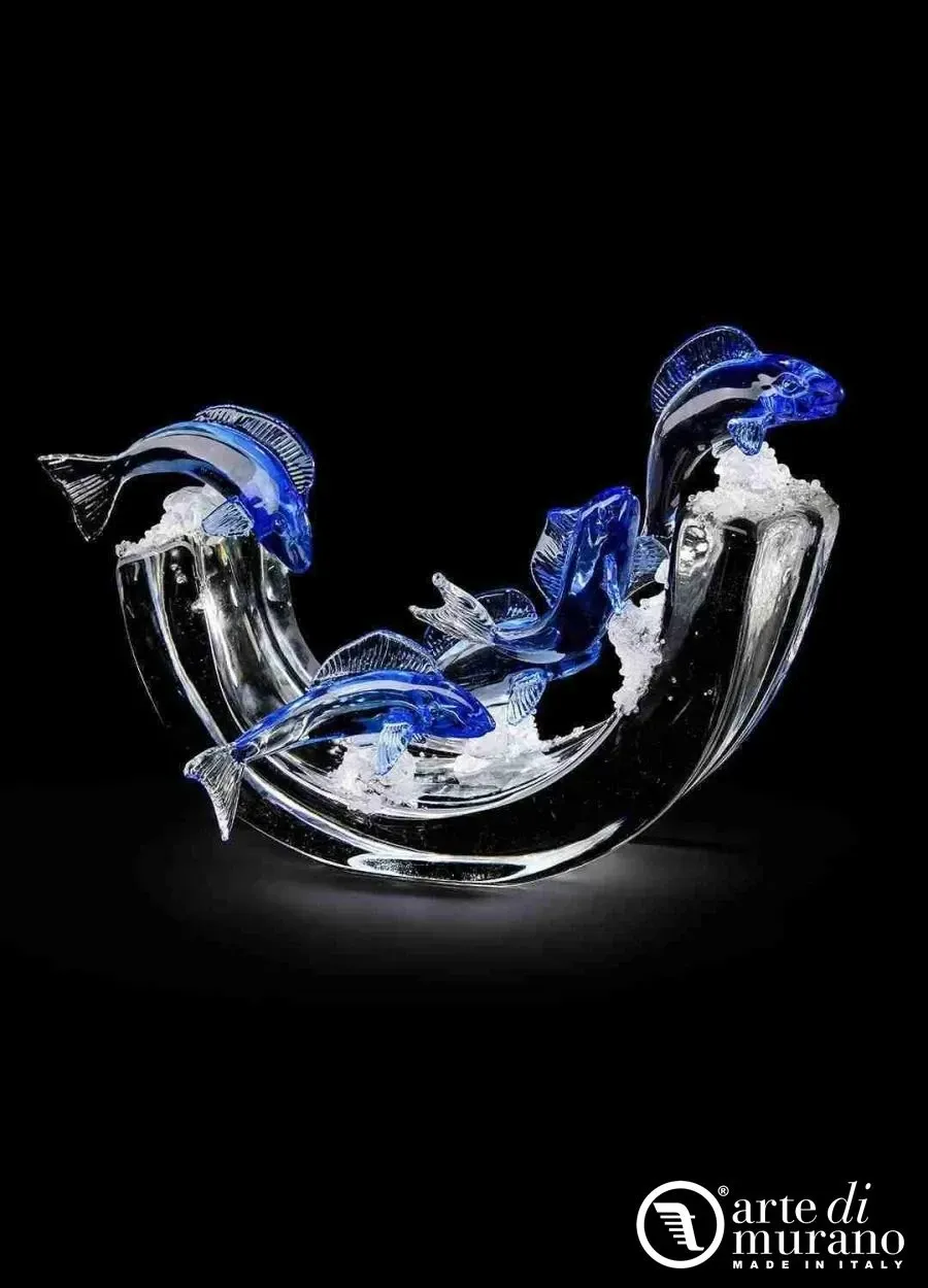 obrazek 1 Elegancka rzeźba szklanych rybek Murano