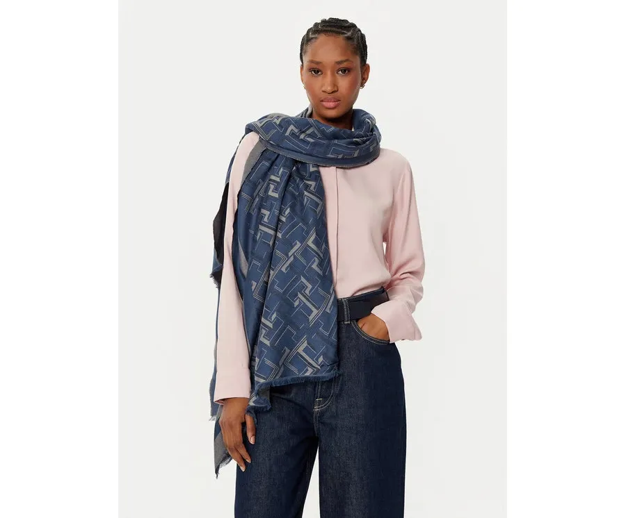 obrazek 1 Tommy Hilfiger Szal Distinct Jacquard Scarf AW0AW16372 Niebieski
