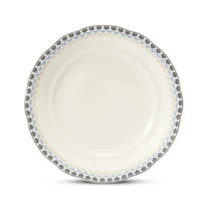 Zdjęcie Piękny duży płaski talerz z porcelany zdobiony wyjątkowym motywem liści - Leander