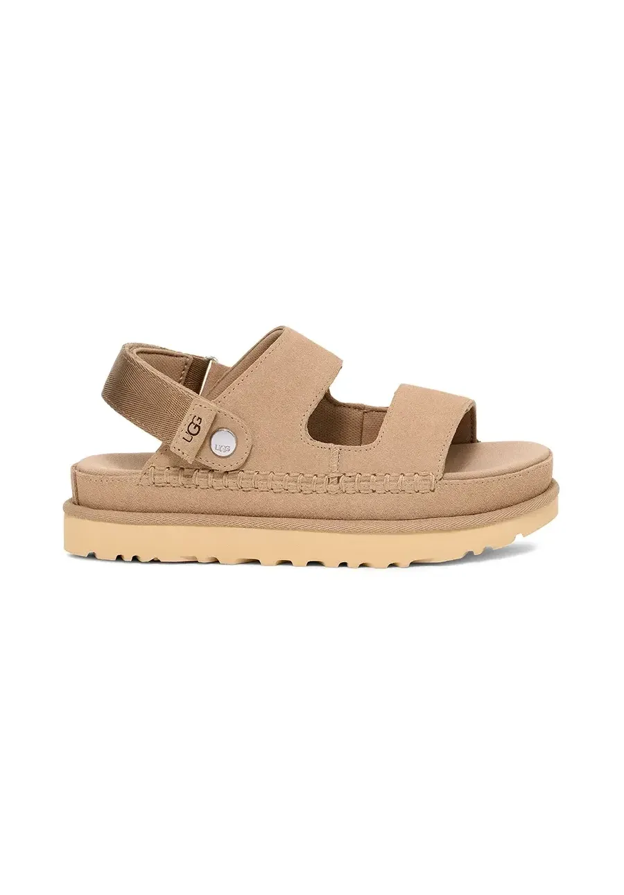 obrazek 1 UGG klapki zamszowe Goldenstar Glide damskie kolor beżowy na platformie 1167399-SAN