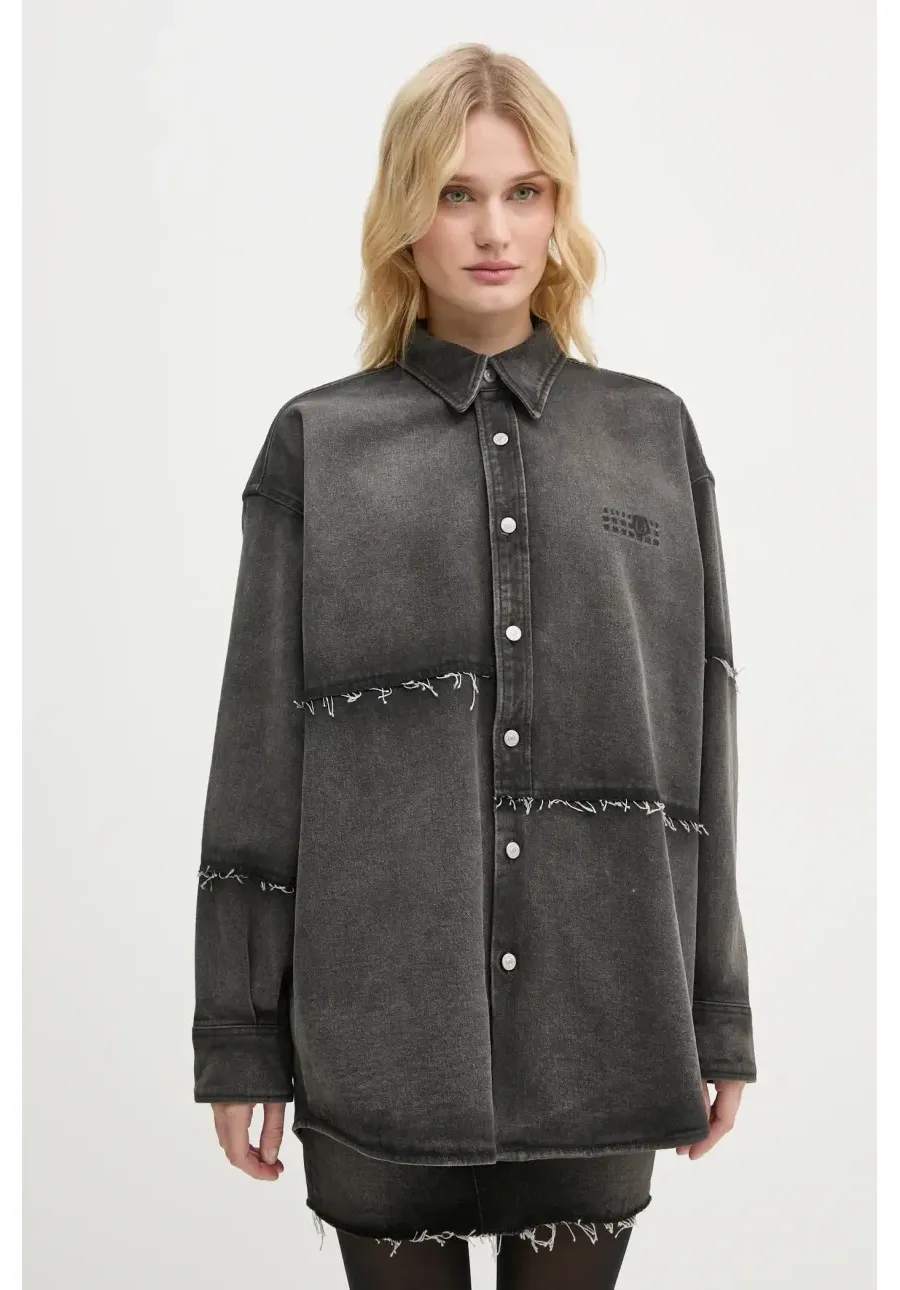 obrazek 1 MM6 Maison Margiela kurtka jeansowa damska kolor szary przejściowa oversize S62AN0134.S30848