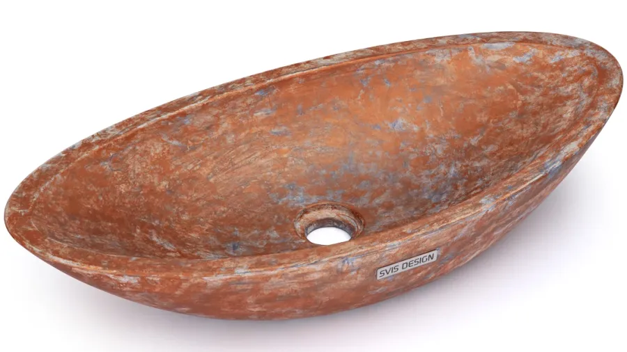obrazek 2 Niepowtarzalna umywalka 60 cm ORION BASIC – AGED METAL, miedziany i niebiesko-szary, lakier matowy