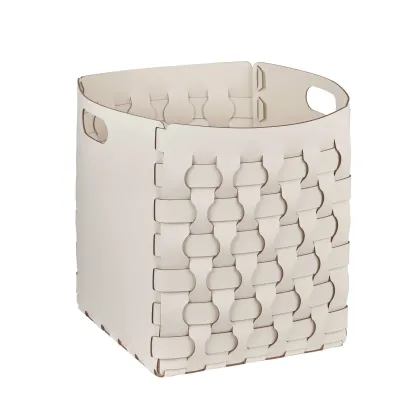 Zdjęcie Biały skórzany kosz Dubai w rozmiarze 35x35xH40 cm