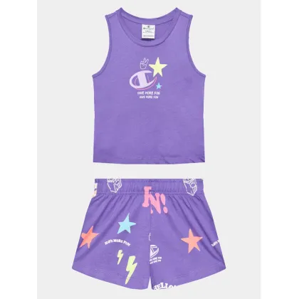 Zdjęcie Champion Komplet t-shirt i spodenki 404680 Fioletowy Regular Fit