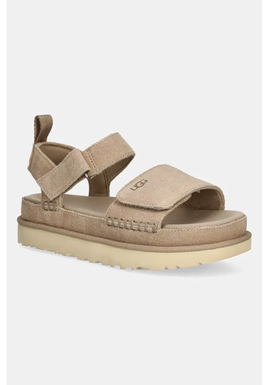 obrazek 1 UGG sandały zamszowe Goldenstar damskie kolor beżowy na platformie 1136783-SAN