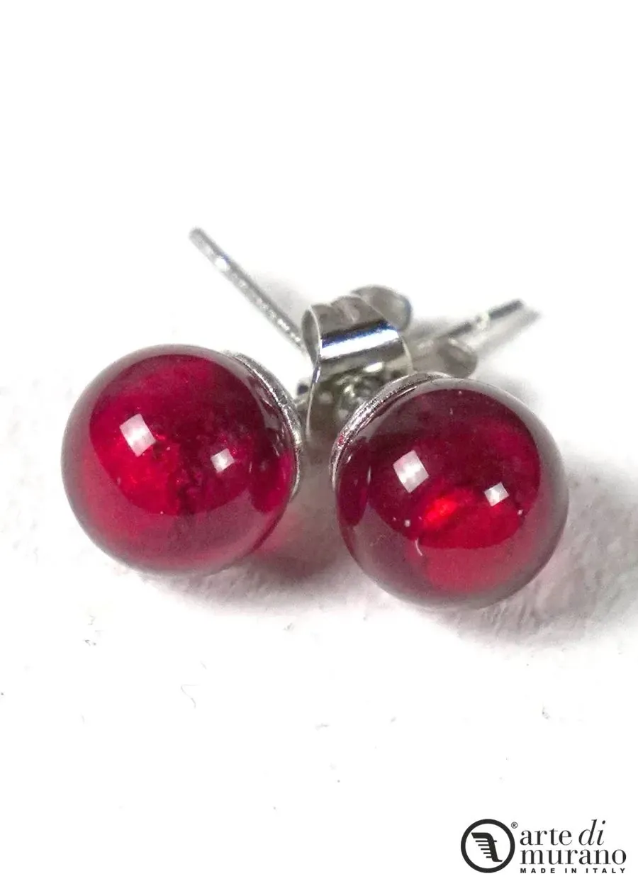 obrazek 1 Atrakcyjne czerwone kolczyki z perłą ze szkła Murano