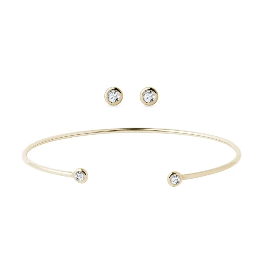 obrazek 1 Minimalistyczna biżuteria z diamentami w żółtym złocie KLENOTA