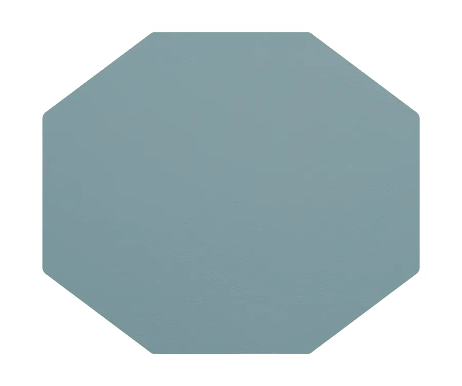 obrazek 2 Podkładka na stół 44,5x38 cm o kształcie ośmiokąta ze skóry w kolorze jasnego błękitu i eukaliptusa