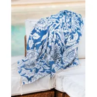 Zdjęcie Dekoracyjny koc Grenade z frędzlami i wzorem w kwiaty