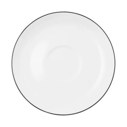 Zdjęcie Mały porcelanowy spodek 13 cm z czarnym rantem - Seltmann Weiden