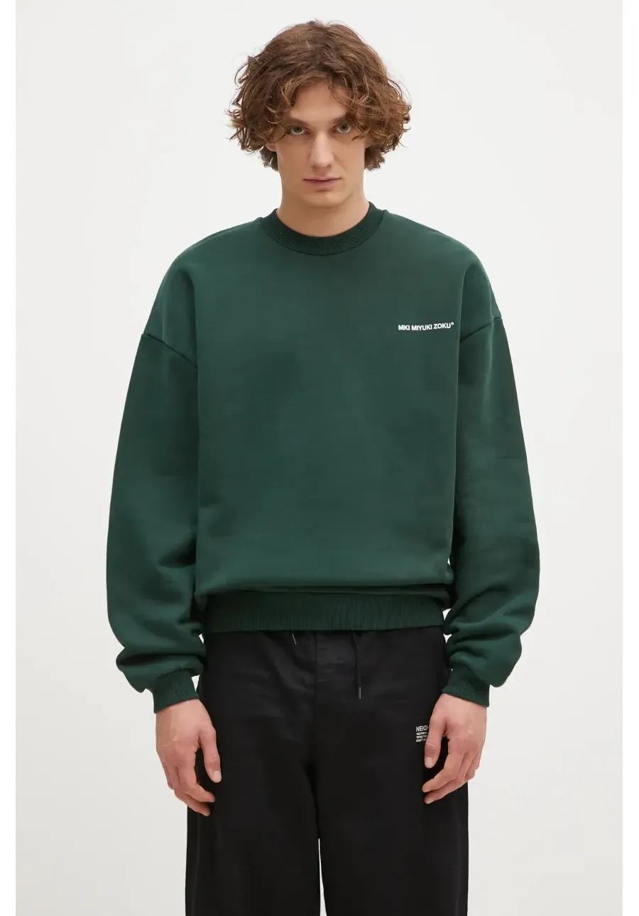 obrazek 1 MKI MIYUKI ZOKU bluza Uniform Crewneck Sweat męska kolor zielony z nadrukiem UNIFORM.CREWNECK.SWEAT