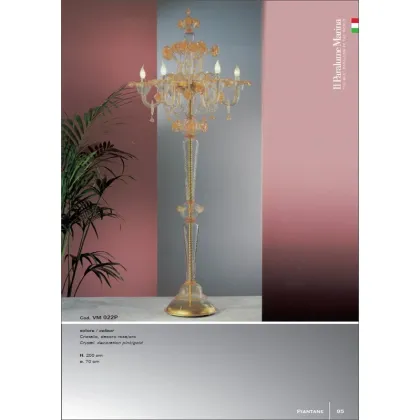 Zdjęcie Kryształowa lampa podłogowa z różowo-złotą dekoracją – Il Paralume Marina