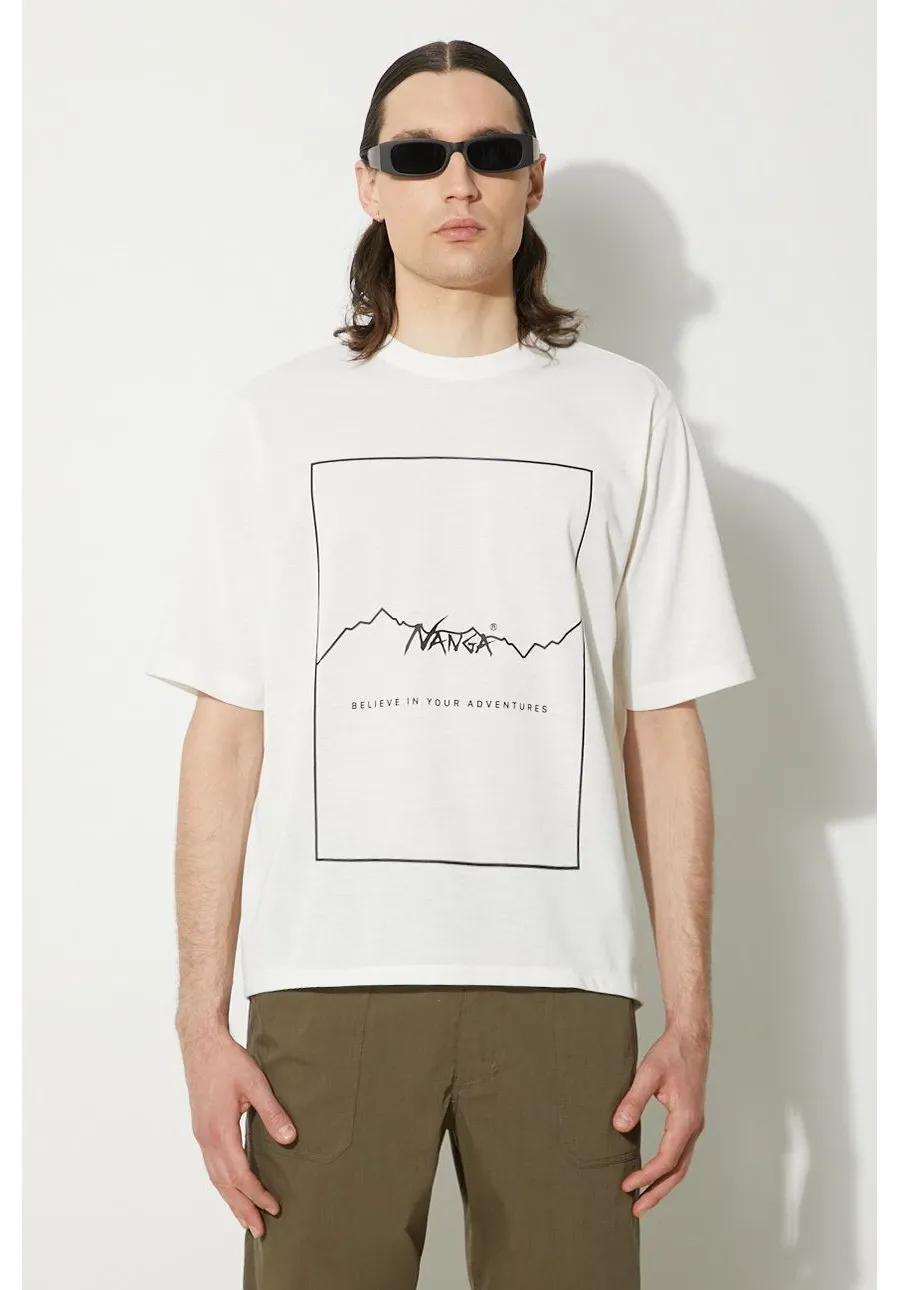 obrazek 1 Nanga t-shirt Dry Mix Frame Logo Tee męski kolor biały z nadrukiem NW2221.1G503