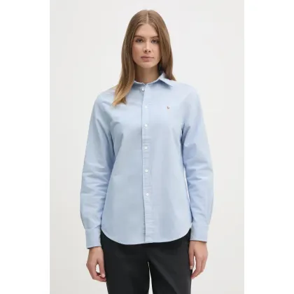 Zdjęcie Polo Ralph Lauren koszula bawełniana damska kolor niebieski relaxed z kołnierzykiem klasycznym 211970736