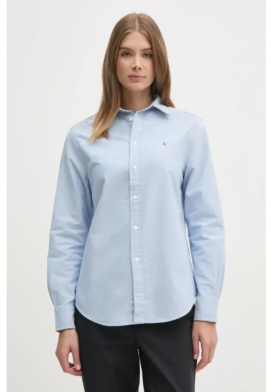 obrazek 1 Polo Ralph Lauren koszula bawełniana damska kolor niebieski relaxed z kołnierzykiem klasycznym 211970736