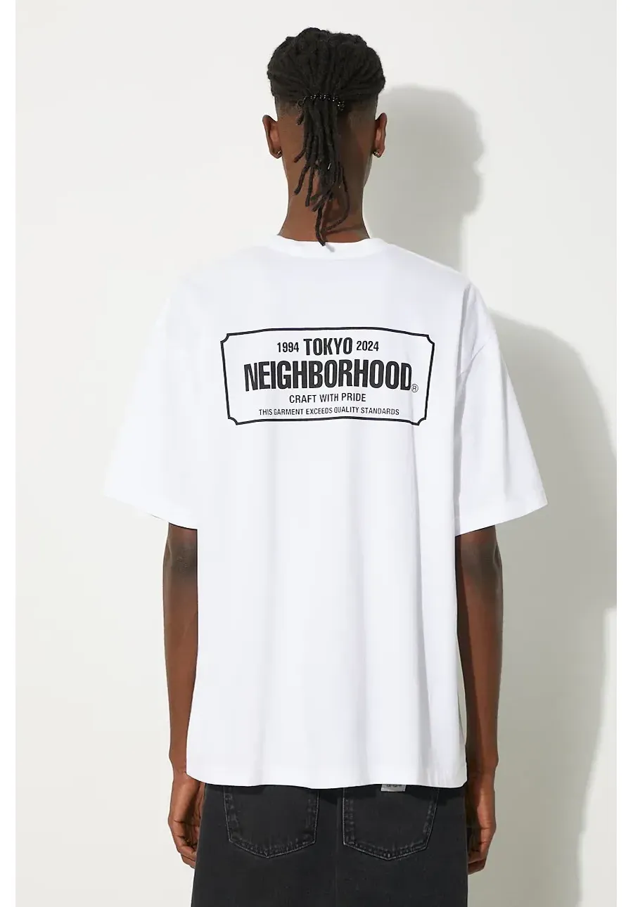 obrazek 1 NEIGHBORHOOD t-shirt Tee SS-1 męski kolor biały gładki 241PCNH.ST01