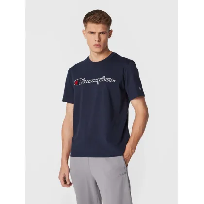 Zdjęcie Champion T-Shirt Script Logo Embroidery 218007 Granatowy Regular Fit