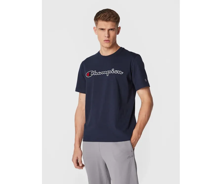obrazek 1 Champion T-Shirt Script Logo Embroidery 218007 Granatowy Regular Fit