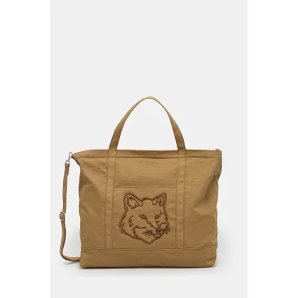 Zdjęcie Maison Kitsuné torba bawełniana Fox Head Xl Tote kolor zielony LW05105WW0107