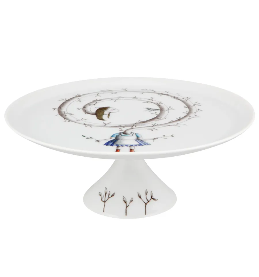 obrazek 3 Porcelanowy zestaw patery na ciasto i 4 talerzy z kolekcji Herbata z Alicją inspirowanej „Alicją w krainie czarów” – Vista Alegre