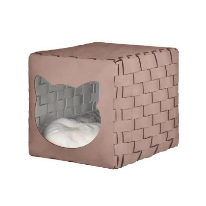 Zdjęcie Domek dla kota 35x40x35 cm w kolorze złamanego pudrowego różu