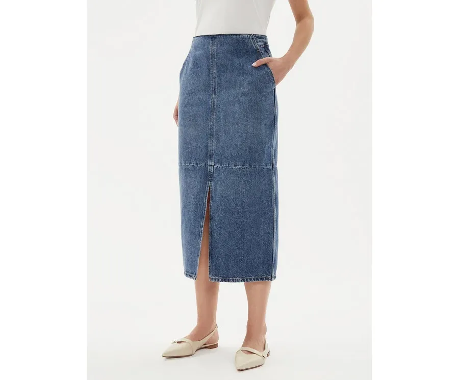 obrazek 1 Tommy Hilfiger Spódnica jeansowa WW0WW42582 Niebieski Regular Fit
