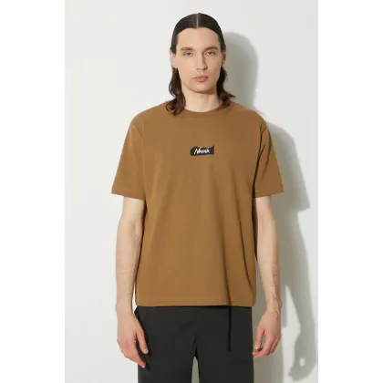 Zdjęcie Nanga t-shirt Eco Hybrid Mt Logo Tee męski kolor brązowy z nadrukiem NW2211.1G208