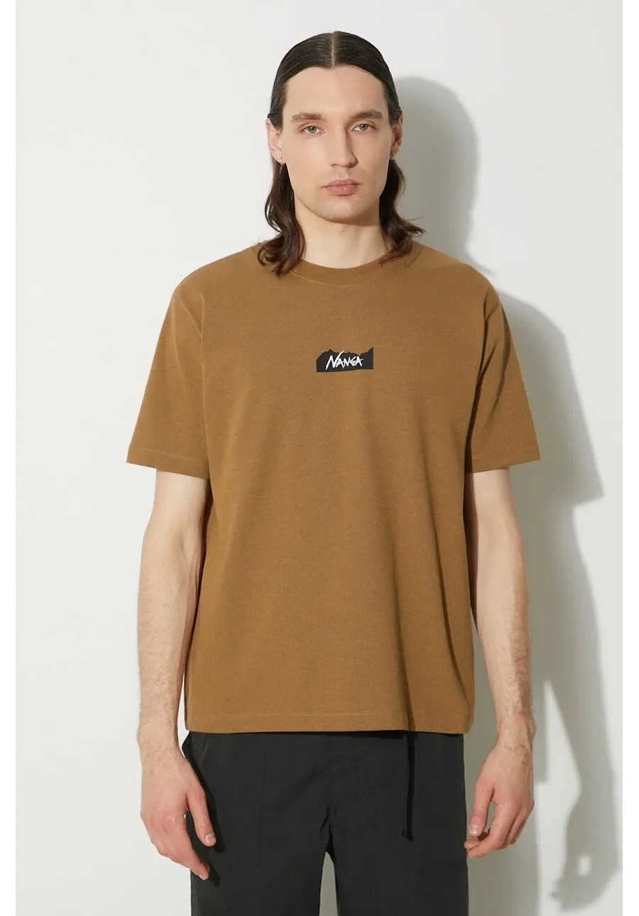 obrazek 1 Nanga t-shirt Eco Hybrid Mt Logo Tee męski kolor brązowy z nadrukiem NW2211.1G208