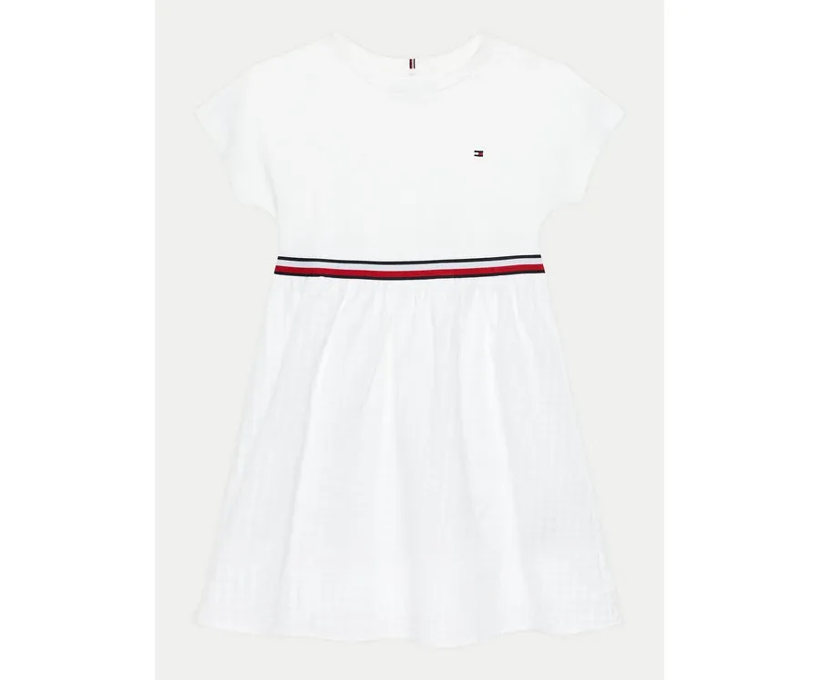 obrazek 1 Tommy Hilfiger Sukienka codzienna Global Stripe KG0KG07925 D Biały Regular Fit