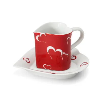 Zdjęcie Filiżanka ze spodkiem z porcelany w kształcie serca na Walentynki – wariant 2 – Leander