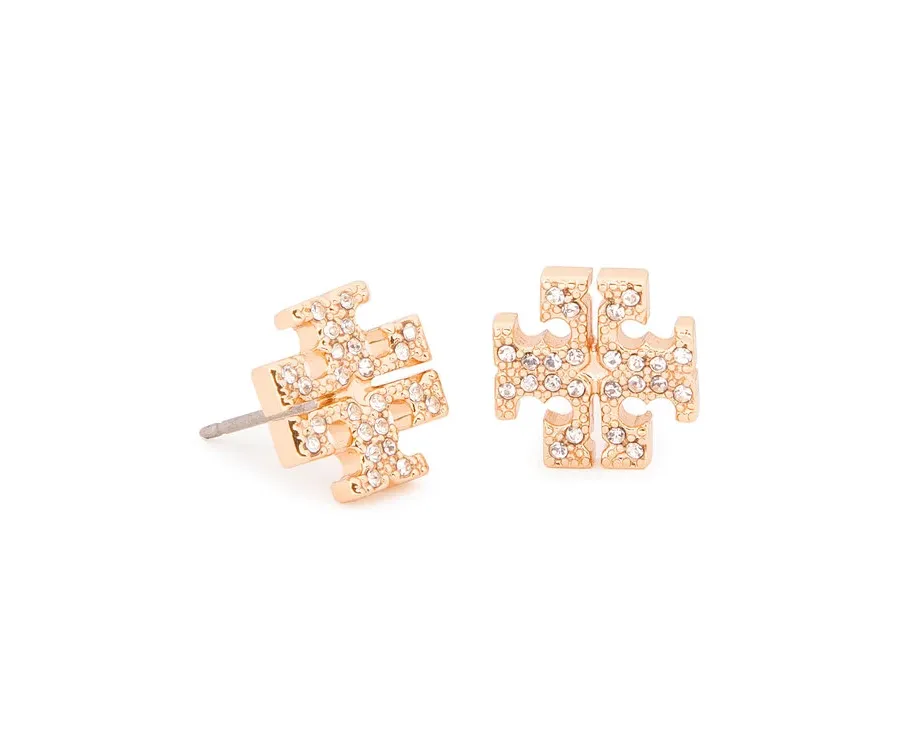 obrazek 1 Tory Burch Kolczyki Crystal Logo Stud Earring 53423 Złoty
