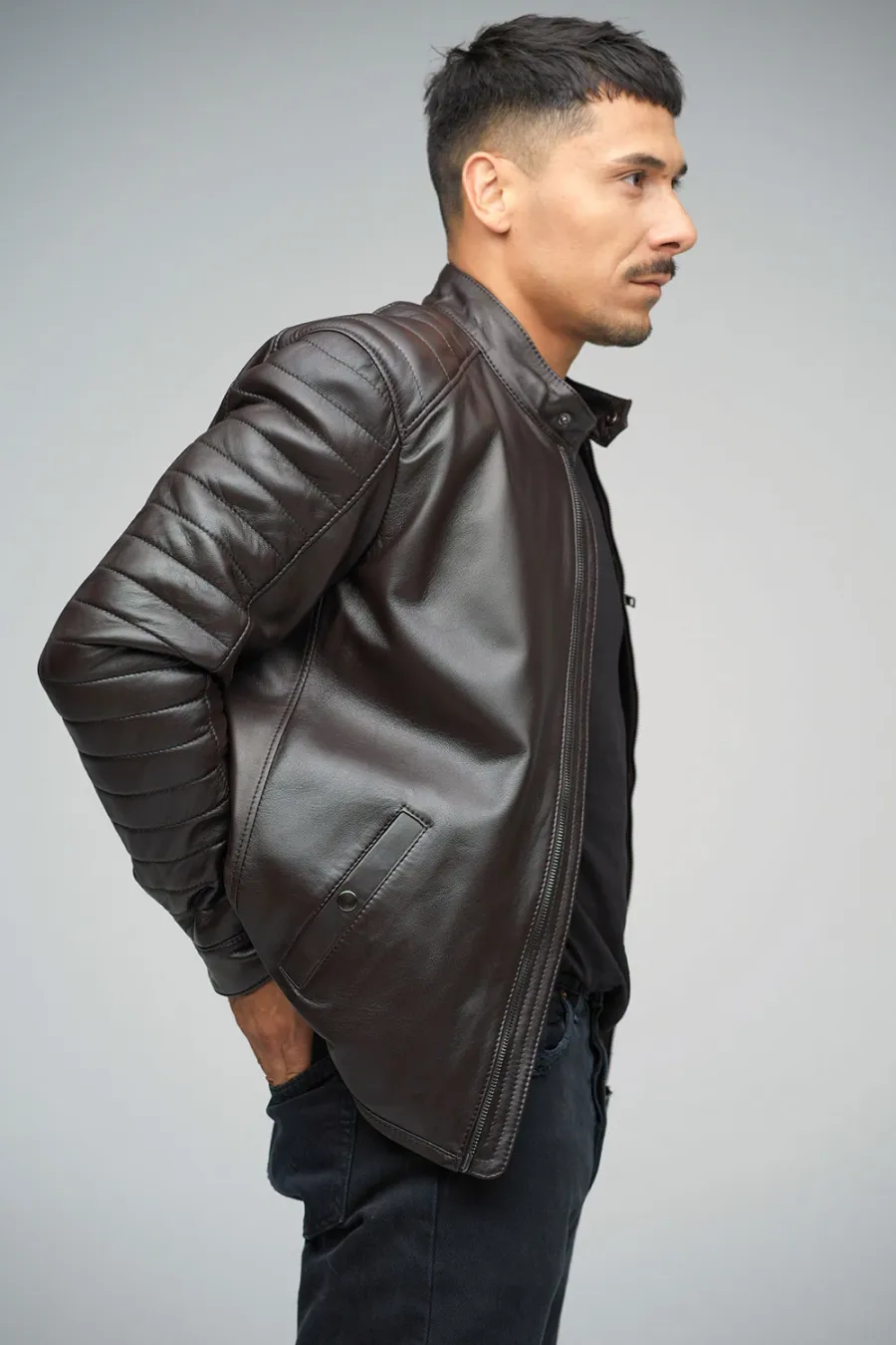 obrazek 2 Skórzana kurtka dla mężczyzn idealna na spotkania biznesowe - A&A Vesa